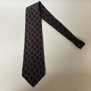 Brandini Le Collezioni‎ Mens Silk Tie Geometric Paisley Red Grey USA Made